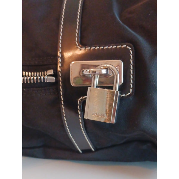 PRADA BLK NYLON NEW LARGE SATCHEL BAG
