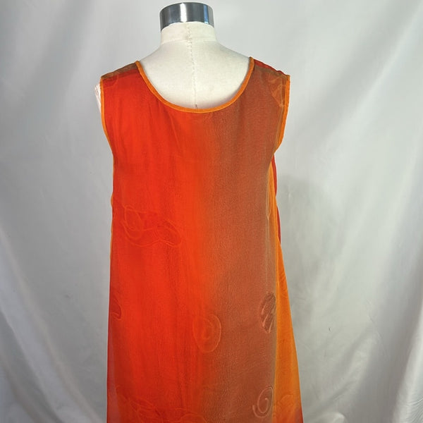 Orange Print Vintage Maxi Dress