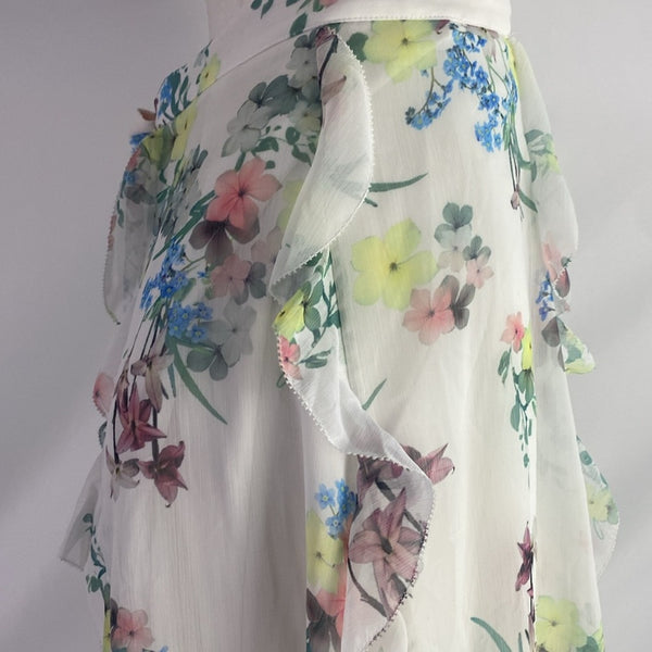 NWOT Ruffle Floral Midi Ted Baker Skirt