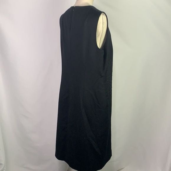 Akris Punto black sleeveless dress with beaded ribbed waist