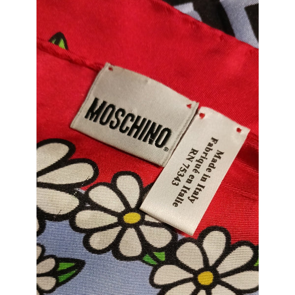 MOSCHINO SMALL SQUARE TEDDY BEAR PRINT SCARF