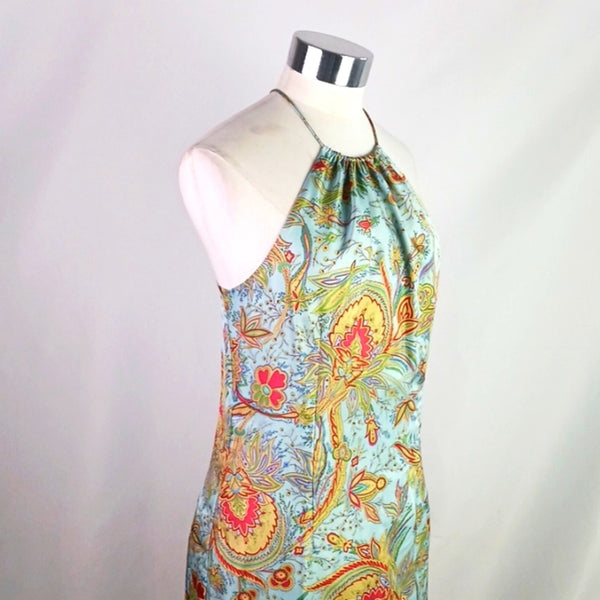 J. McLaughlin Silk Crossback  Blue and Red Floral Dress.