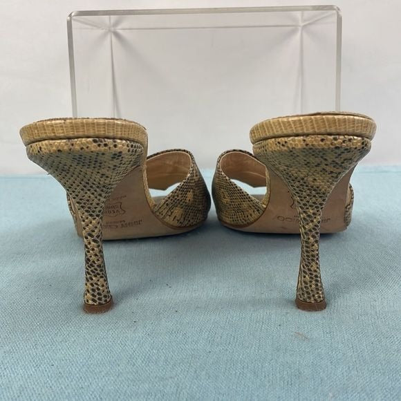 Jimmy Choo Tan Snake Heeled Mules