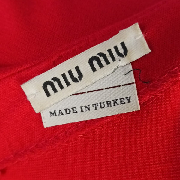 Miu Miu Red Ruffle Bottom Drop Waist Long Sleeve Dress