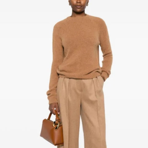 Base Brown Tweed Mock Neck Knit Sweater