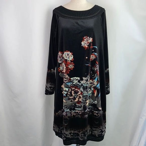 Save The Queen black velvet print dress