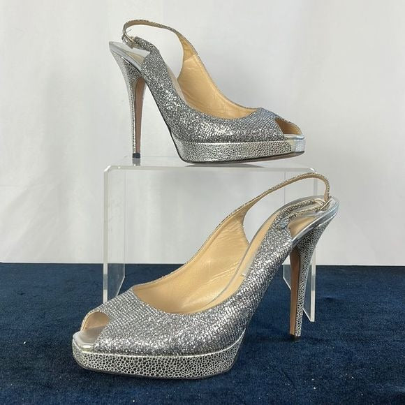 Jimmy Choo Silver Sparkly Stiletto Platform