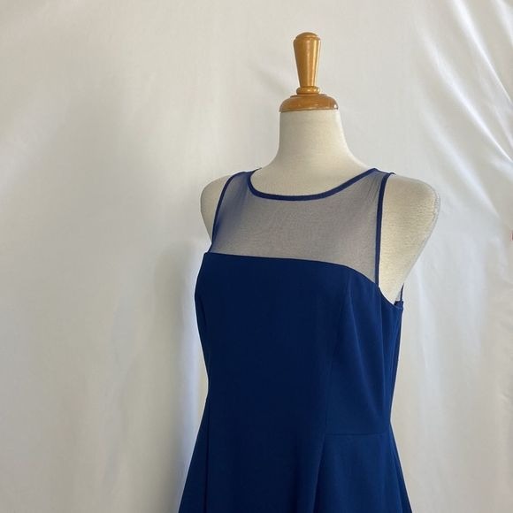 That Look Navy Midi Dress w/ Sheer Panels