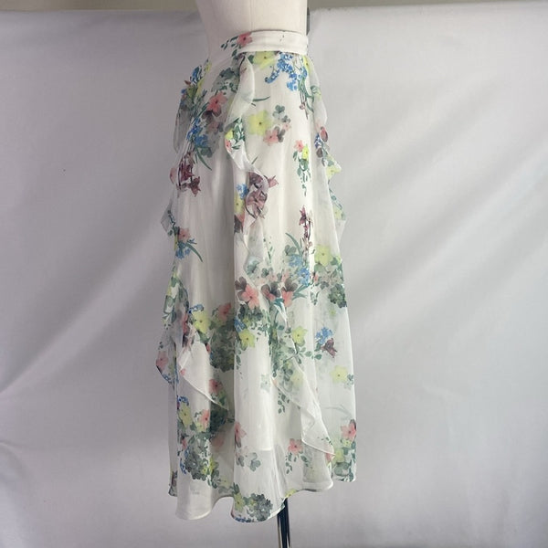 NWOT Ruffle Floral Midi Ted Baker Skirt