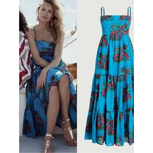 J CREW BLUE RED LOBSTER SUN DRESS