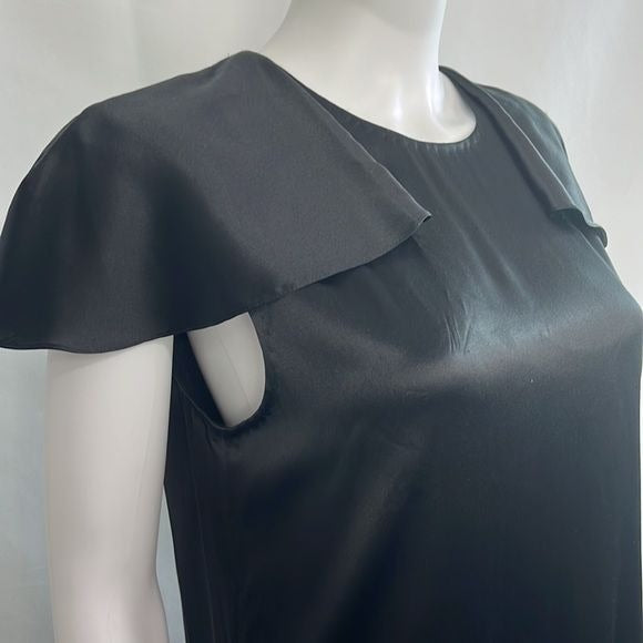 NWT 3.1 Phillip Lim Black Satin with Flutter Sleeves Dress