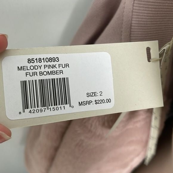 NWT Grey State Pink Faux Fur Bomber