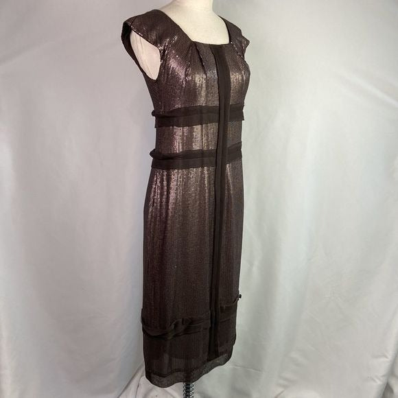 Robert Rodriguez Copper Beaded Cocktail Dress