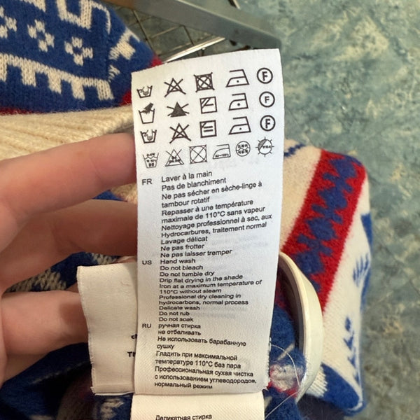 Sandro Red, White and Blue Smiley Sweater