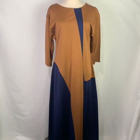 Hugo Boss NWT brown navy color block midi dress