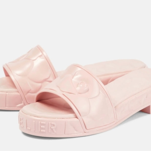 Valentino Garavani  Pink Flower Slide Sandals.