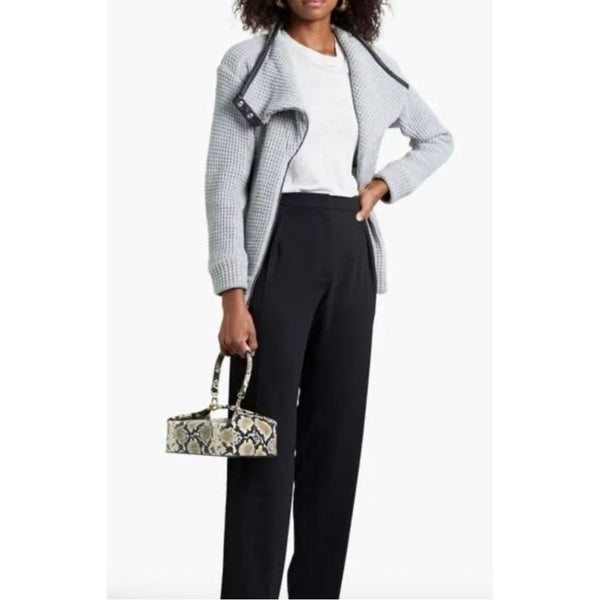 IRO Gray Leather Trim Knit Jacket