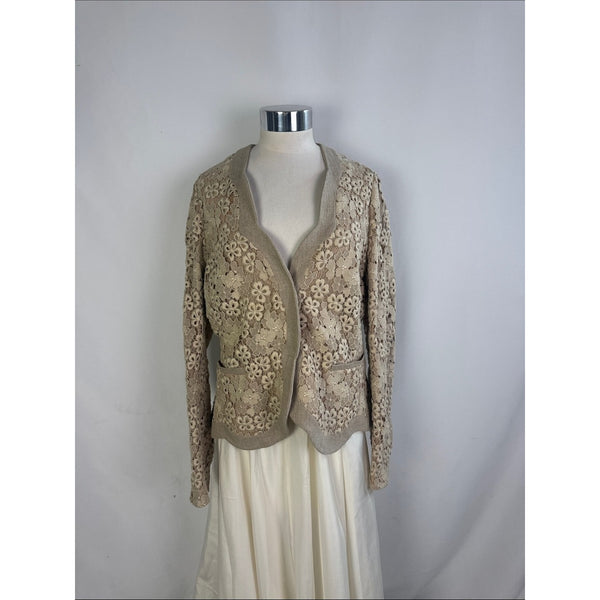 VALENTINO VINTAGE TAN CROCHET BLAZER JACKET