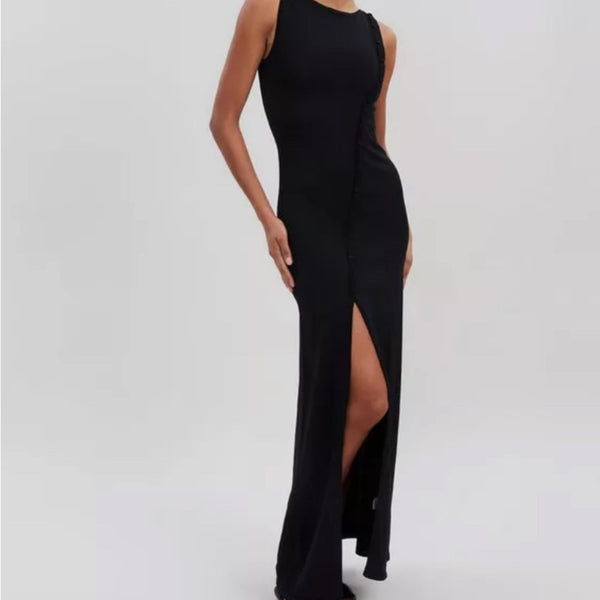 Solid and Striped Black Mila Dress NEW