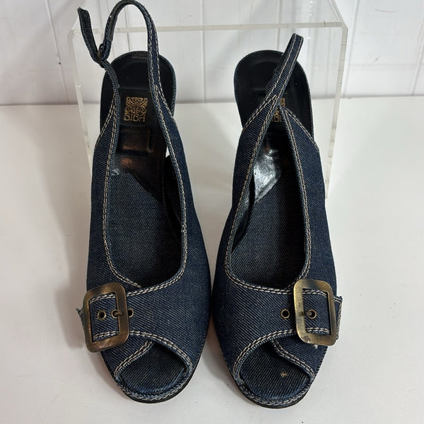 Biba Denim Heeled Sling Back Sandals
