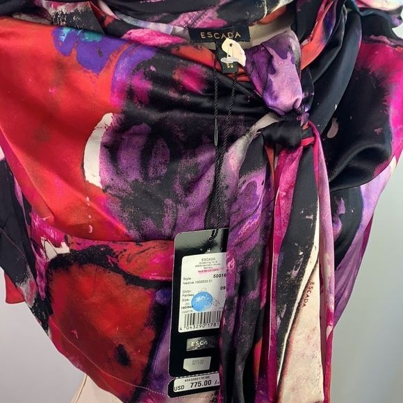 Escada NWT multi print tie front top