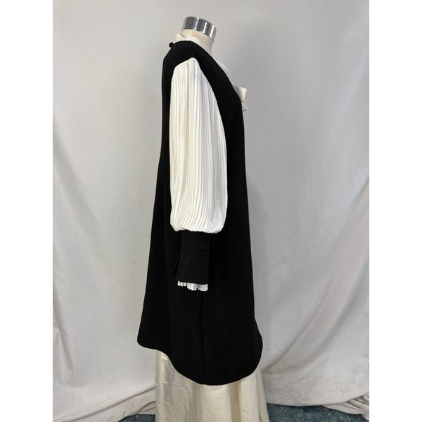 EDWARD ACHOUR Black And Cream Tie Neck Dress