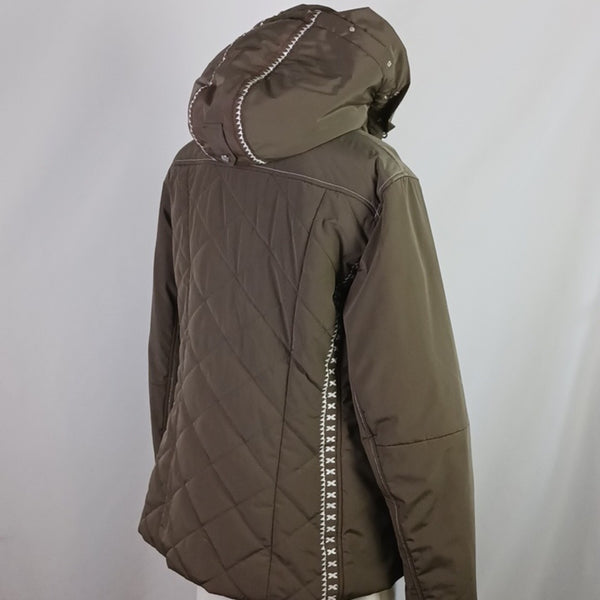 Bogner Br W Embroiderd Zip Nylon Women's Quilted Hooded Jacket.