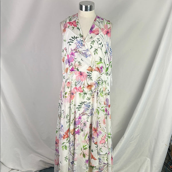 Calvin Klein Nwt White Floral Wrap Front Dress
