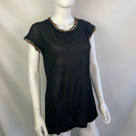 Dolce And Gabbana Black With Animal Trim Top