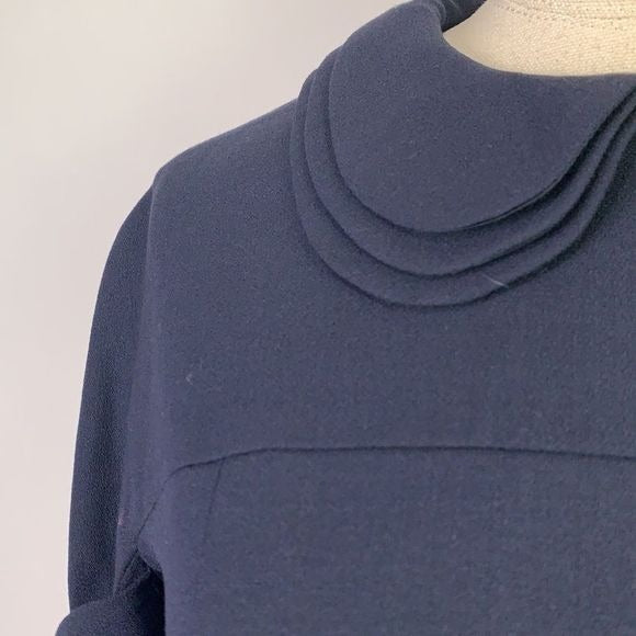 Stogova Navy Bow Sleeve with Peplum Midi Dress