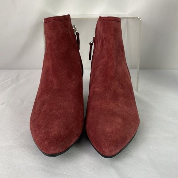 Tod's Wine Suede Low Wedge Booties