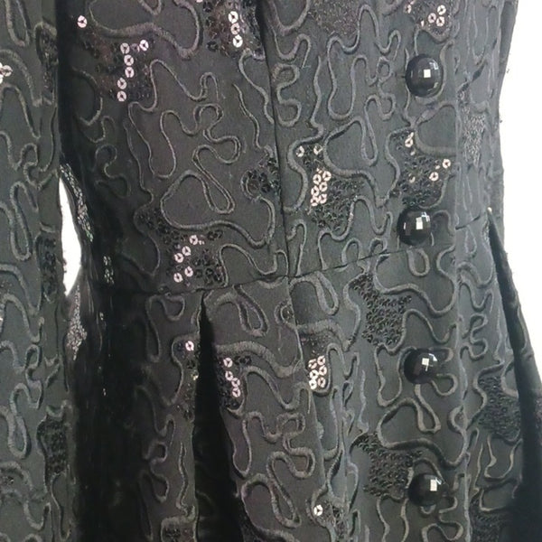 Betsey Johnson Vtg  Embr.Black Sequin 3/4 Jacket.