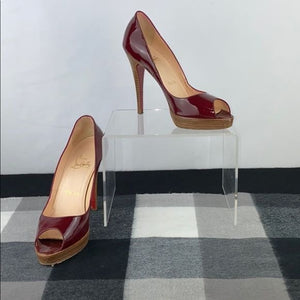 Christian Louboutin Red Patent Peep Toe Platforms