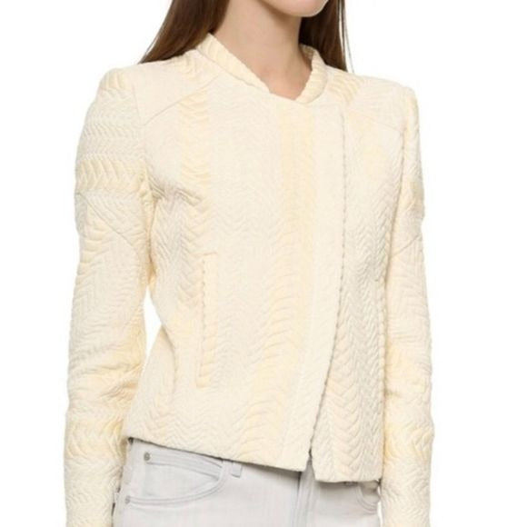 IRO cream with gold textured side zip jacket