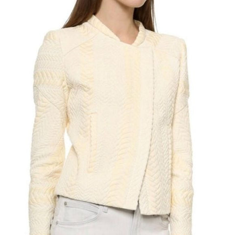 IRO cream with gold textured side zip jacket
