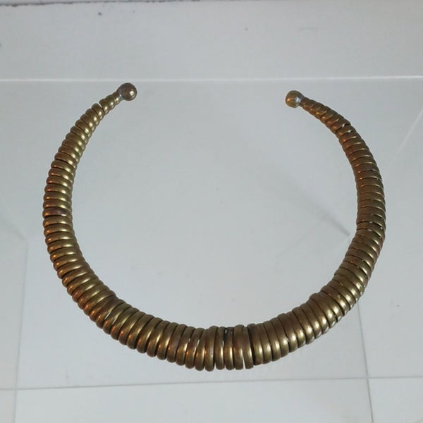 Vintage 1970s 1980s Tribal Brass Necklace.