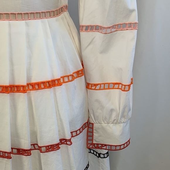 Fendi White Dress With Multi Ribbon Detail and Flare Fit