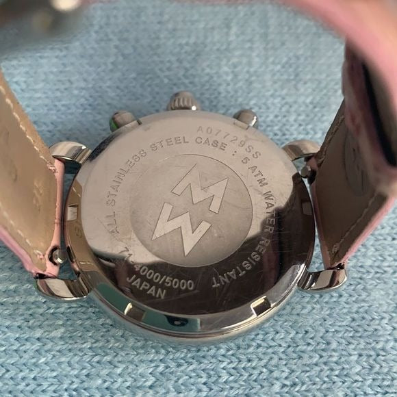 Michele CSX mother of pearl face pink watch