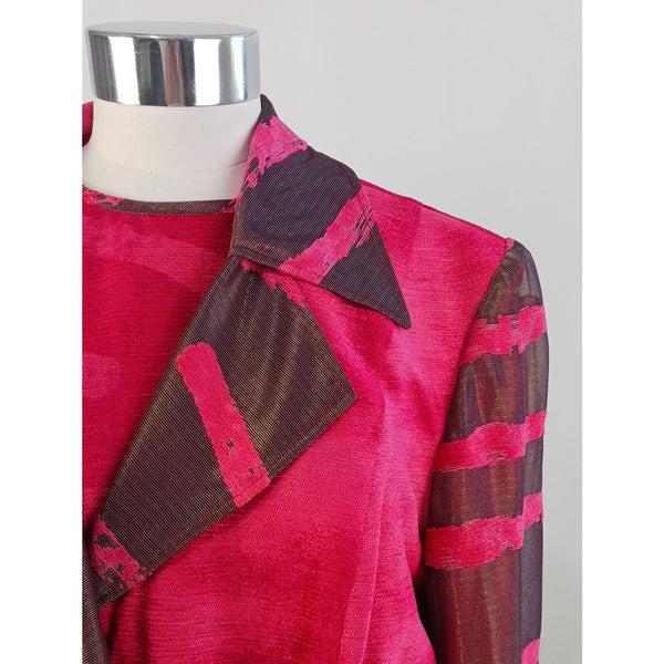 ROGER SAKOUN VINTAGE RED/METALLIC 3 PIECE SKIRT SUIT