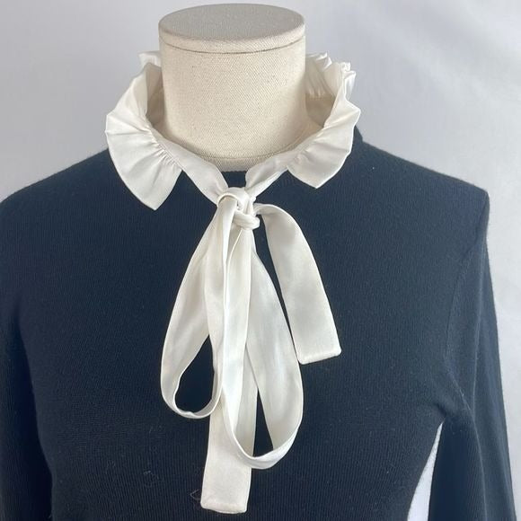 Alice & Olivia Black With White High Collar / Cuffs Sweater