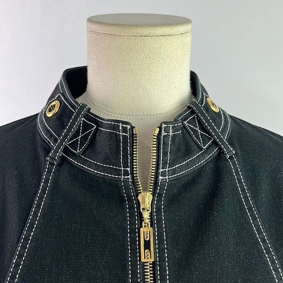 St John Denim High Neck Zip Jacket