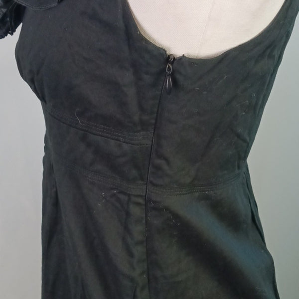 Burberry Black Ruffle Neckline Midi Dress