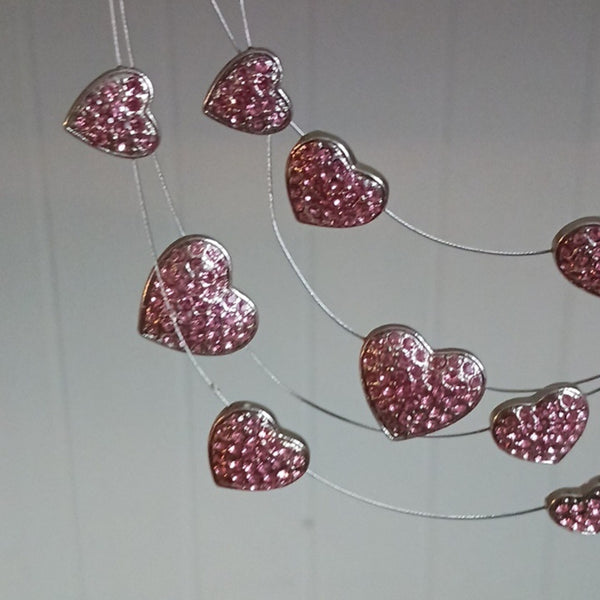 Suzanne Somers Multi Pink Hearts Necklace.
