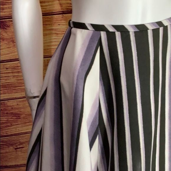 Jason Wu Lilac & Brown Stripe Flare Midi Skirt