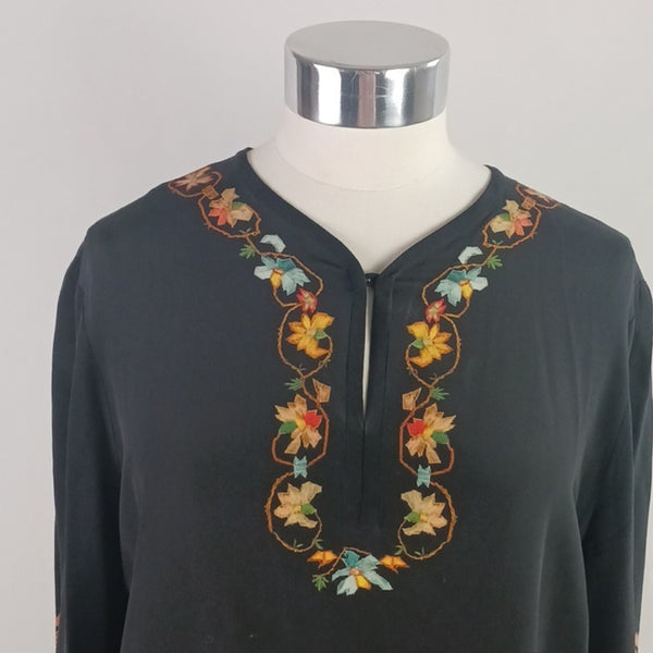 Etro Blk W Floral Print Silk TunicDress.