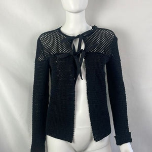 Prada Black Loose Knit Tie Front Top