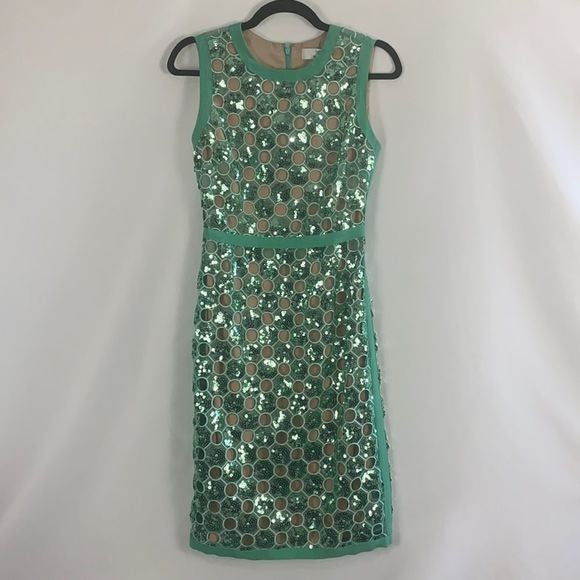 New Hoss Green Sequin w Sheath Dress
