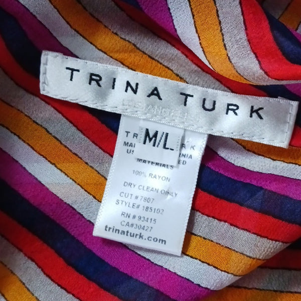 Trina Turk Multi Striped Poncho Top/Silk Set.