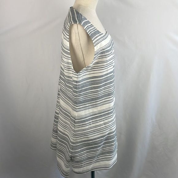 NWT Lafayette 148 Blue Cream Striped Linen Tank Top