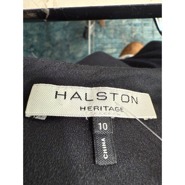 HALSTON Black Cap Sleeve Tulip Dress
